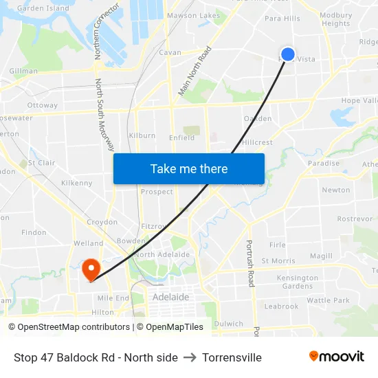 Stop 47 Baldock Rd - North side to Torrensville map