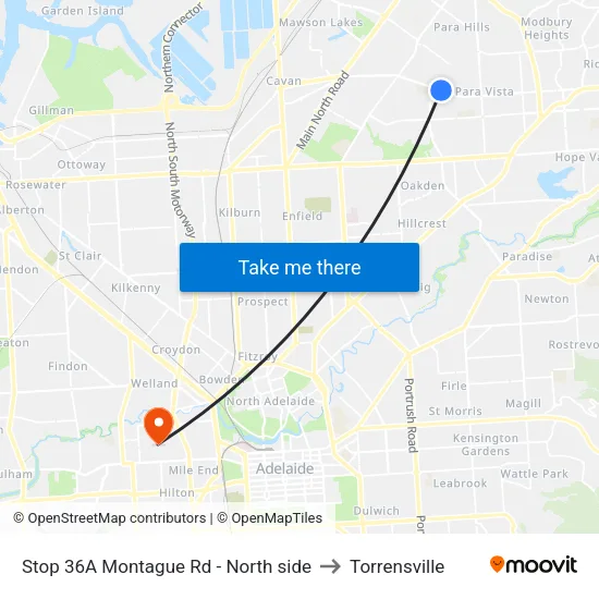 Stop 36A Montague Rd - North side to Torrensville map