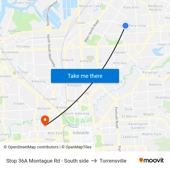 Stop 36A Montague Rd - South side to Torrensville map