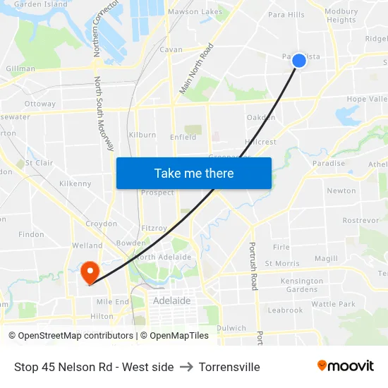Stop 45 Nelson Rd - West side to Torrensville map