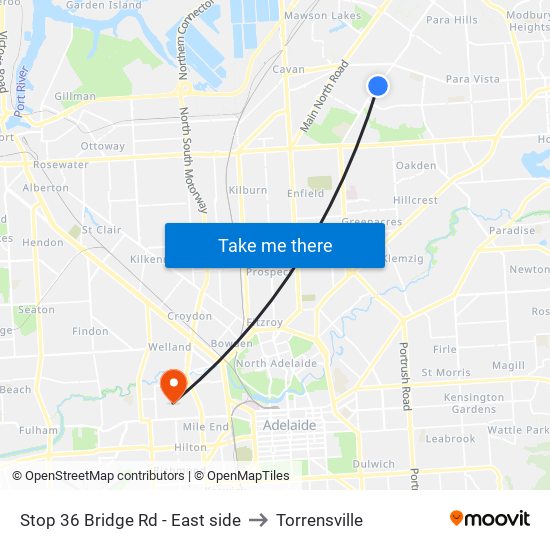 Stop 36 Bridge Rd - East side to Torrensville map