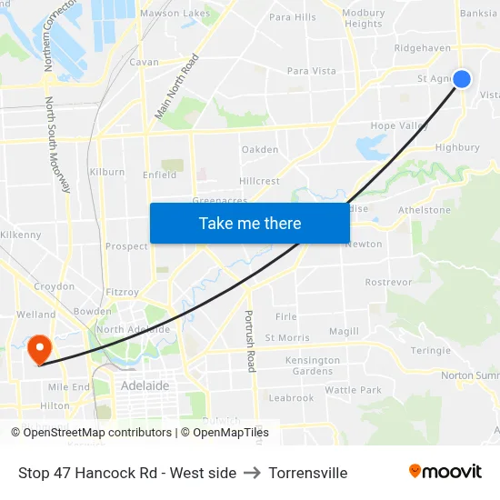 Stop 47 Hancock Rd - West side to Torrensville map