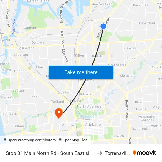 Stop 31 Main North Rd - South East side to Torrensville map