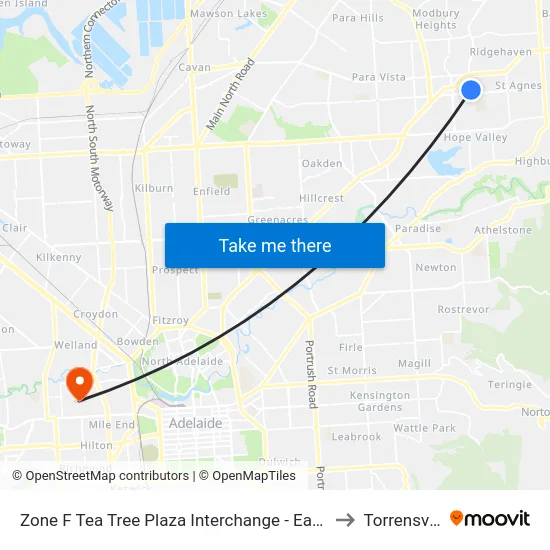 Zone F Tea Tree Plaza Interchange - East side to Torrensville map