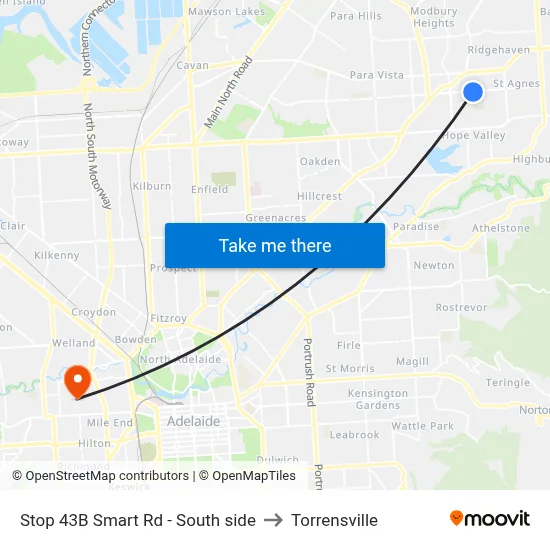 Stop 43B Smart Rd - South side to Torrensville map