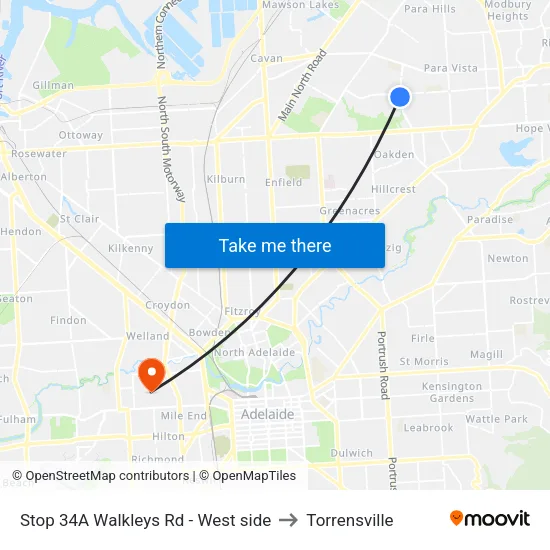 Stop 34A Walkleys Rd - West side to Torrensville map