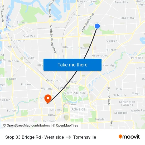 Stop 33 Bridge Rd - West side to Torrensville map