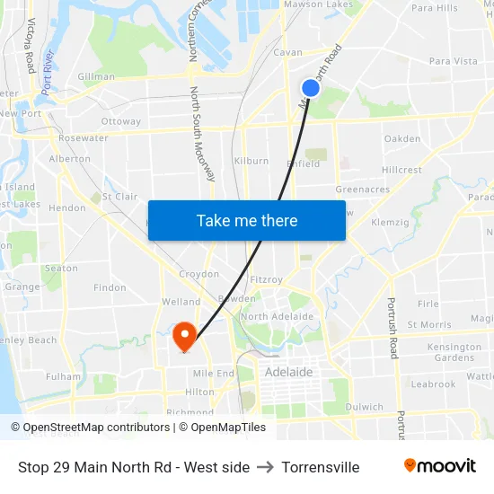 Stop 29 Main North Rd - West side to Torrensville map