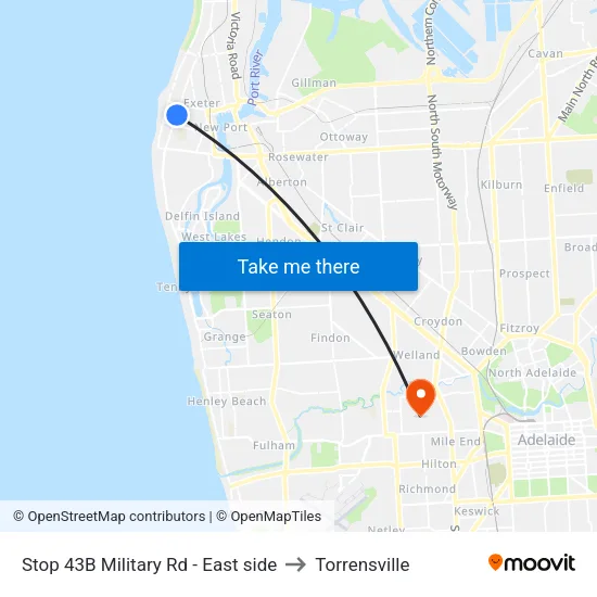 Stop 43B Military Rd - East side to Torrensville map