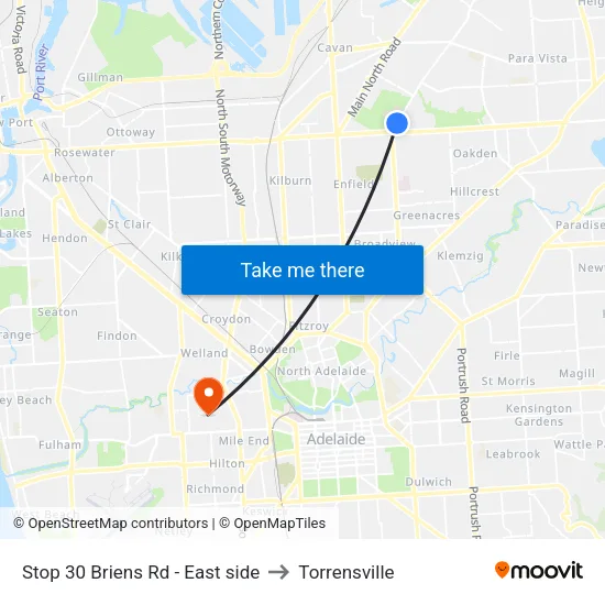 Stop 30 Briens Rd - East side to Torrensville map