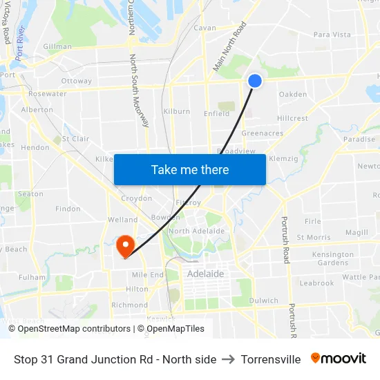 Stop 31 Grand Junction Rd - North side to Torrensville map