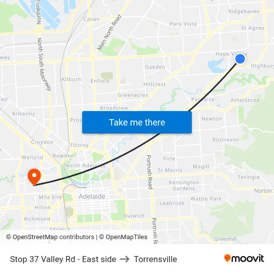 Stop 37 Valley Rd - East side to Torrensville map