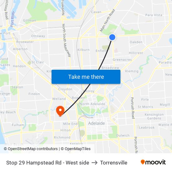 Stop 29 Hampstead Rd - West side to Torrensville map