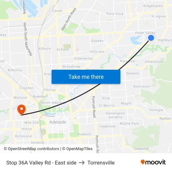 Stop 36A Valley Rd - East side to Torrensville map