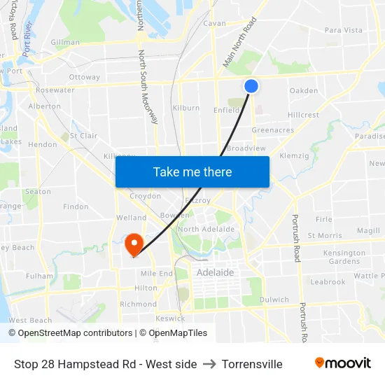 Stop 28 Hampstead Rd - West side to Torrensville map
