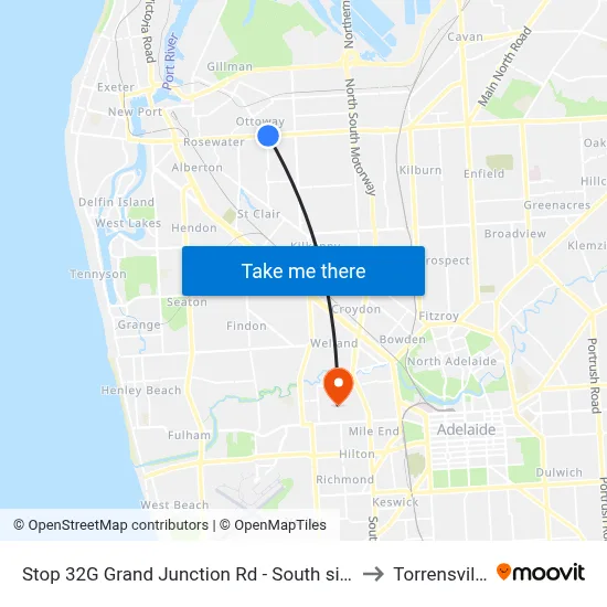 Stop 32G Grand Junction Rd - South side to Torrensville map