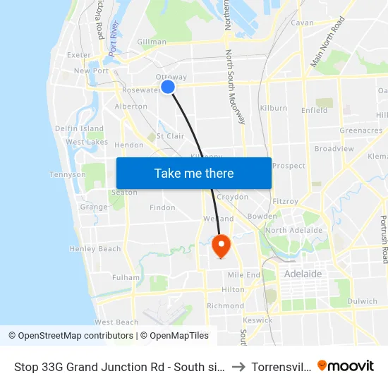 Stop 33G Grand Junction Rd - South side to Torrensville map
