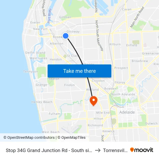 Stop 34G Grand Junction Rd - South side to Torrensville map