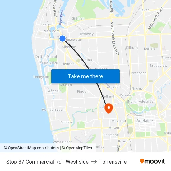 Stop 37 Commercial Rd - West side to Torrensville map
