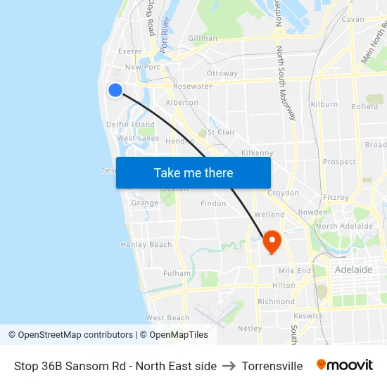 Stop 36B Sansom Rd - North East side to Torrensville map