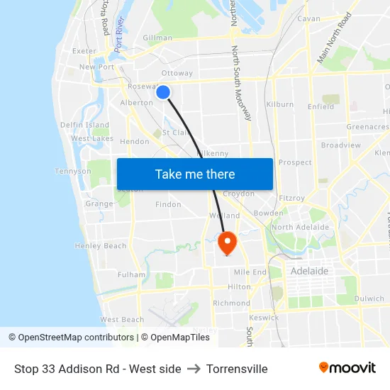 Stop 33 Addison Rd - West side to Torrensville map