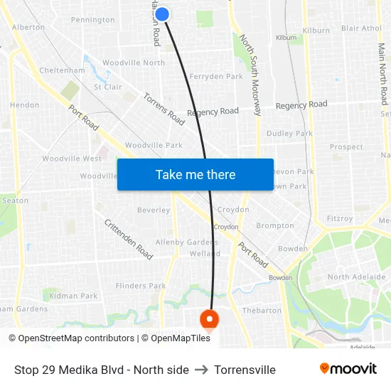 Stop 29 Medika Blvd - North side to Torrensville map