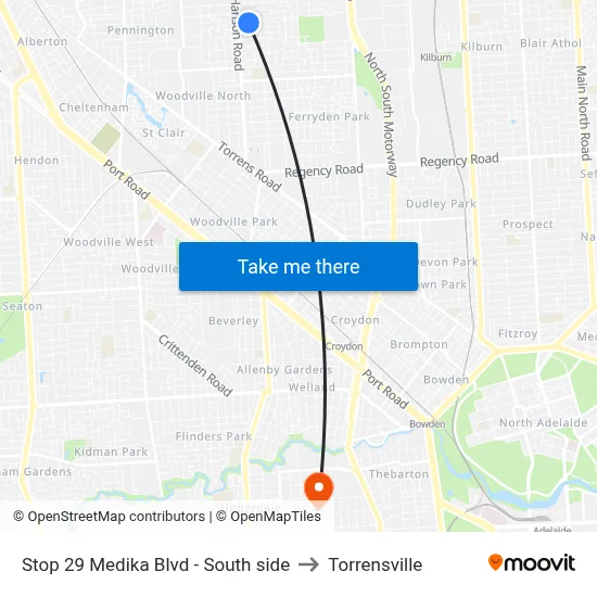 Stop 29 Medika Blvd - South side to Torrensville map