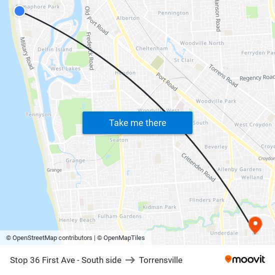 Stop 36 First Ave - South side to Torrensville map