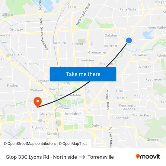 Stop 33C Lyons Rd - North side to Torrensville map