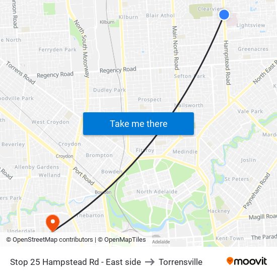 Stop 25 Hampstead Rd - East side to Torrensville map