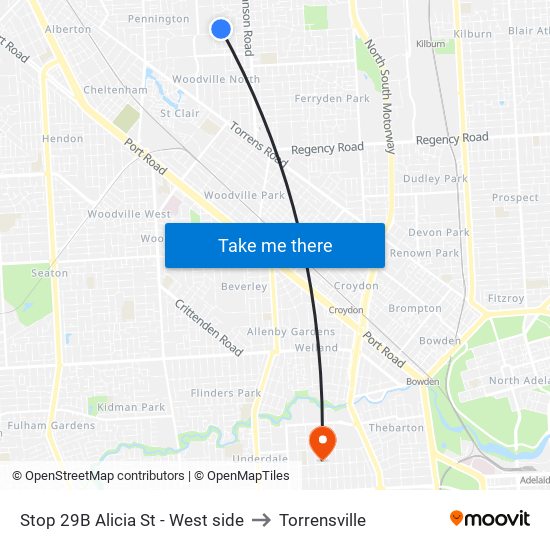 Stop 29B Alicia St - West side to Torrensville map