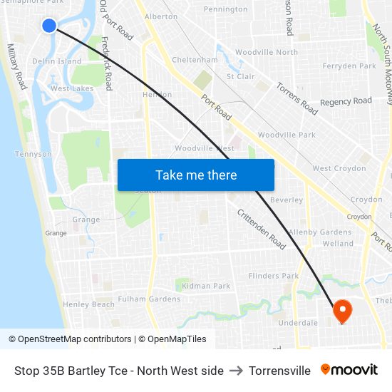 Stop 35B Bartley Tce - North West side to Torrensville map