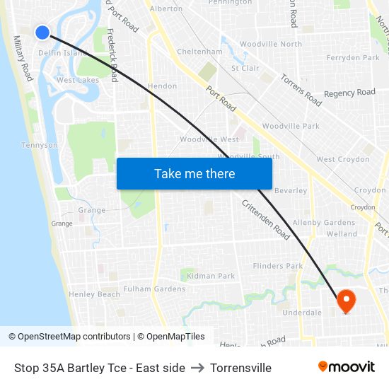 Stop 35A Bartley Tce - East side to Torrensville map