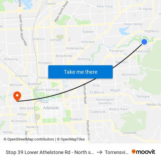 Stop 39 Lower Athelstone Rd - North side to Torrensville map