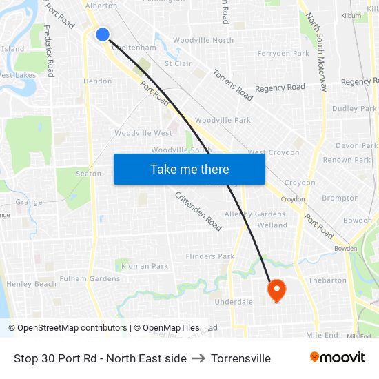 Stop 30 Port Rd - North East side to Torrensville map