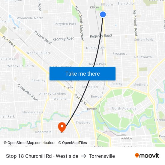 Stop 18 Churchill Rd - West side to Torrensville map