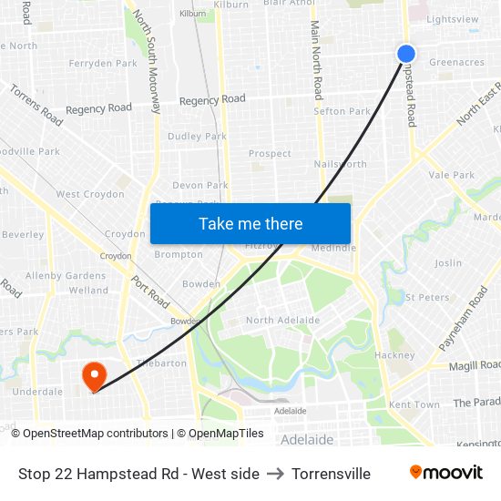 Stop 22 Hampstead Rd - West side to Torrensville map