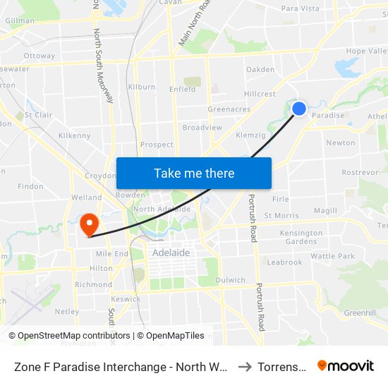 Zone F Paradise Interchange - North West side to Torrensville map