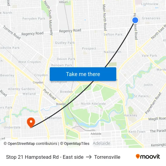 Stop 21 Hampstead Rd - East side to Torrensville map