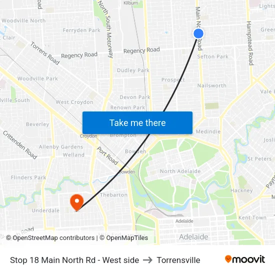 Stop 18 Main North Rd - West side to Torrensville map