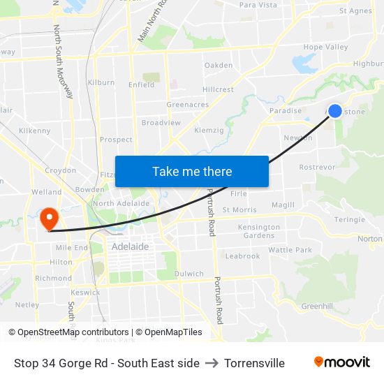 Stop 34 Gorge Rd - South East side to Torrensville map