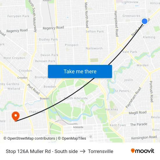 Stop 126A Muller Rd - South side to Torrensville map
