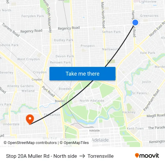 Stop 20A Muller Rd - North side to Torrensville map