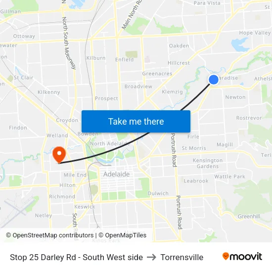 Stop 25 Darley Rd - South West side to Torrensville map