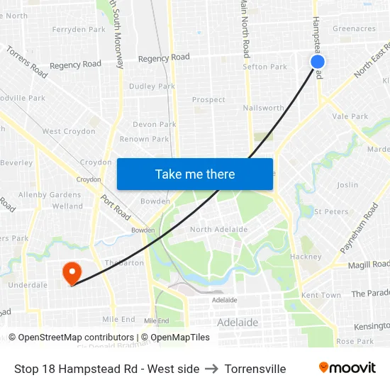 Stop 18 Hampstead Rd - West side to Torrensville map