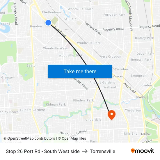 Stop 26 Port Rd - South West side to Torrensville map