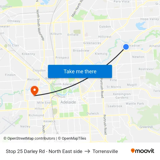 Stop 25 Darley Rd - North East side to Torrensville map