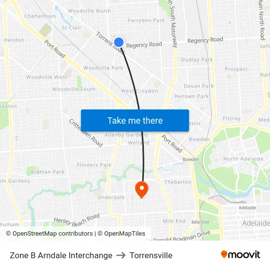 Zone B Arndale Interchange to Torrensville map
