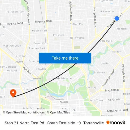 Stop 21 North East Rd - South East side to Torrensville map