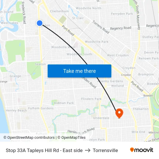 Stop 33A Tapleys Hill Rd - East side to Torrensville map